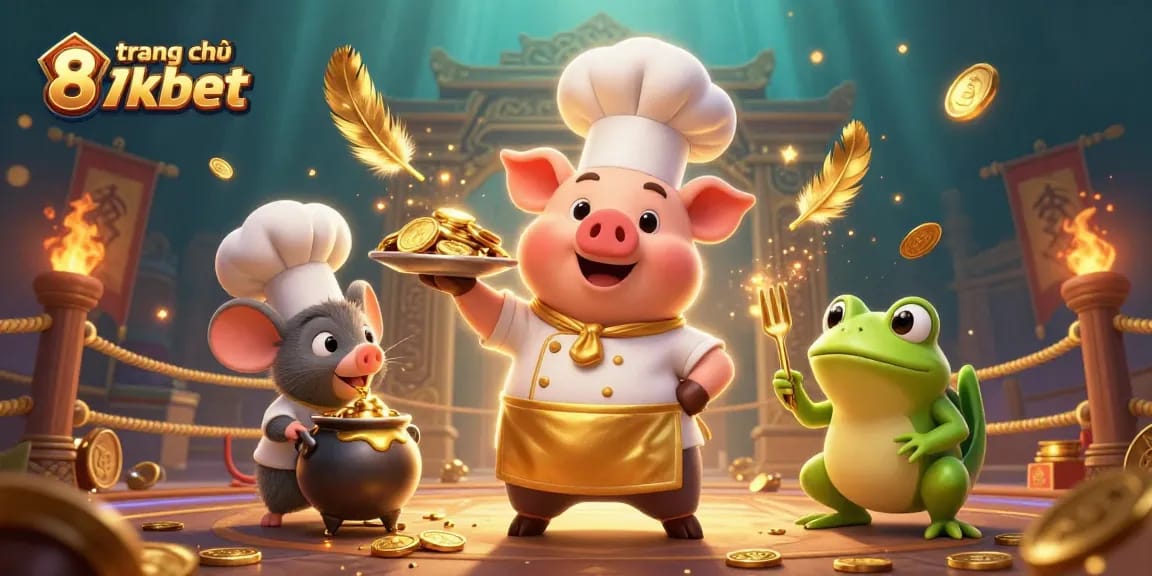 Experience the vibrant world of trang chủ 8xbet with dazzling characters serving a rich bounty of gold coins.
