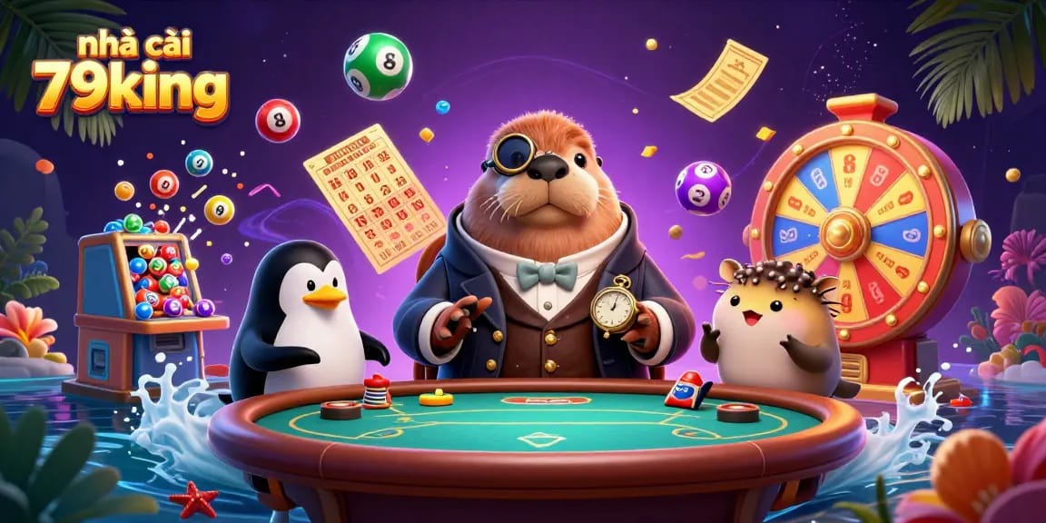 Experience excitement at nhà cái 79king with a lively underwater poker game featuring unique characters.