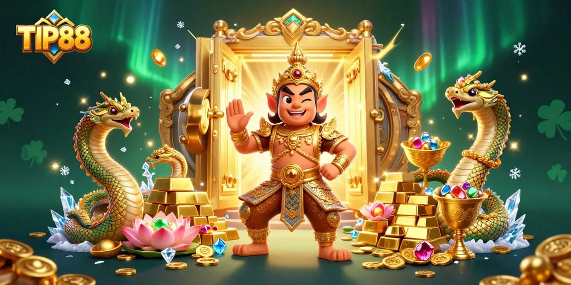 Engage in thrilling gameplay at TIP88 with vibrant guardian figures, stunning jewels, and rich gaming elements.