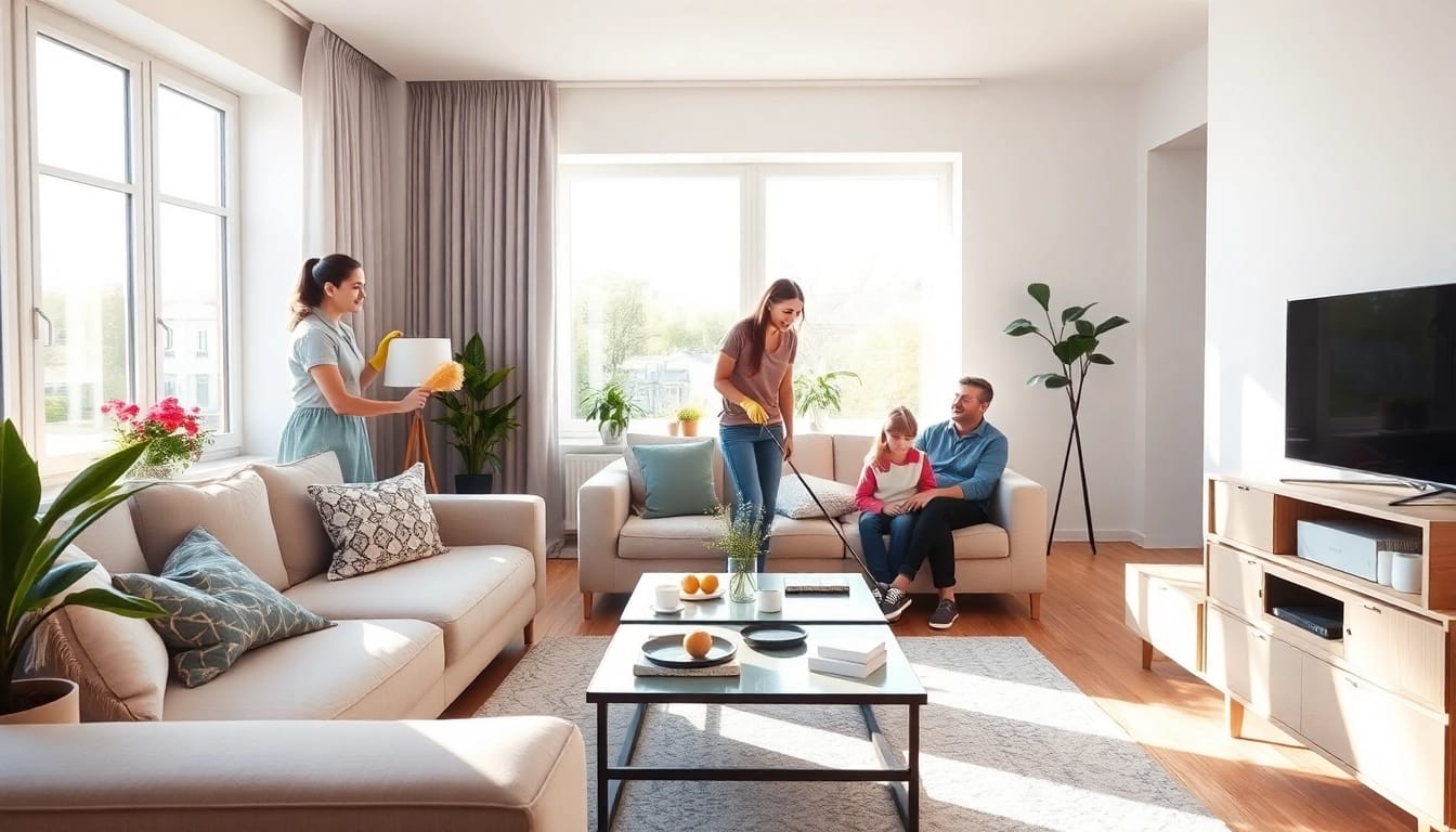 Hemstädning i stockholm med professionell städning av ett ljust och modernt rum.