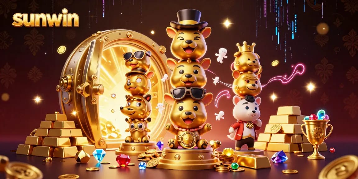 Engage with sunwin's vibrant casino world, featuring a golden totem and treasure in ultra-detailed art.