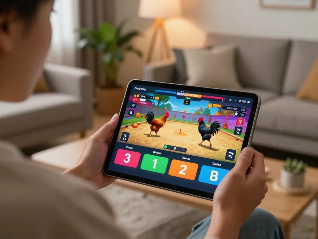 Experience the thrill of Ga368 chicken fighting betting in a cozy home setting