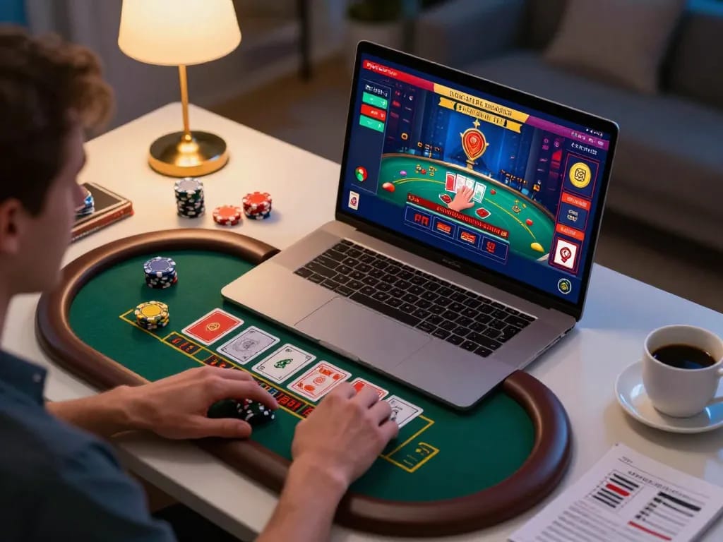 Engaging online gaming session at VB88, with player placing bets on live dealer game