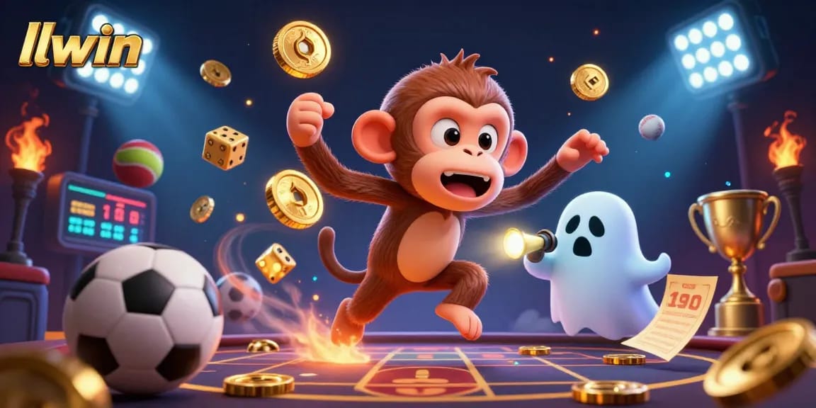 Experience thrilling gaming adventures at llwin as a mischievous monkey juggles golden prizes in a haunted casino.