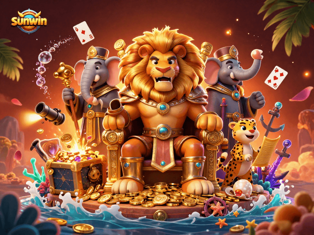 Experience thrilling gaming excitement at sunwin with vibrant characters and casino elements