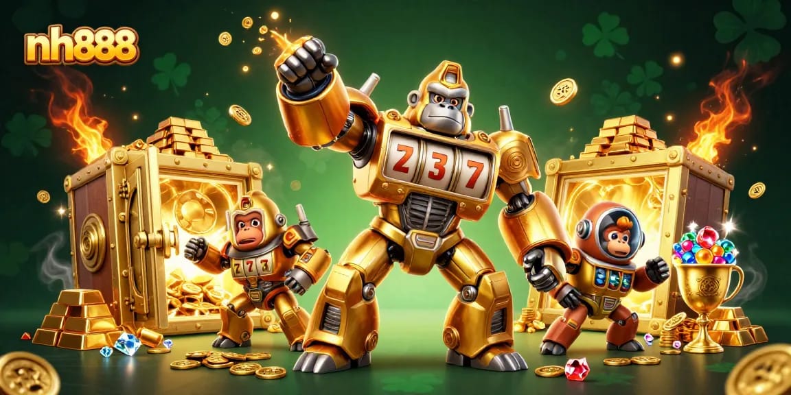 Engage with nh888 through this vibrant 3D illustration showcasing dynamic casino thrills and winning moments.