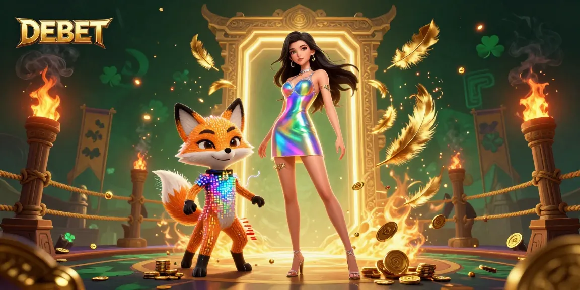 DEBET showcases a vibrant 3D scene filled with colorful gaming elements, inviting dynamic bets.