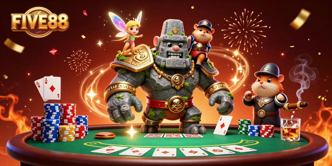 Immerse yourself in the world of FIVE88 as our characters engage in a vibrant casino game.