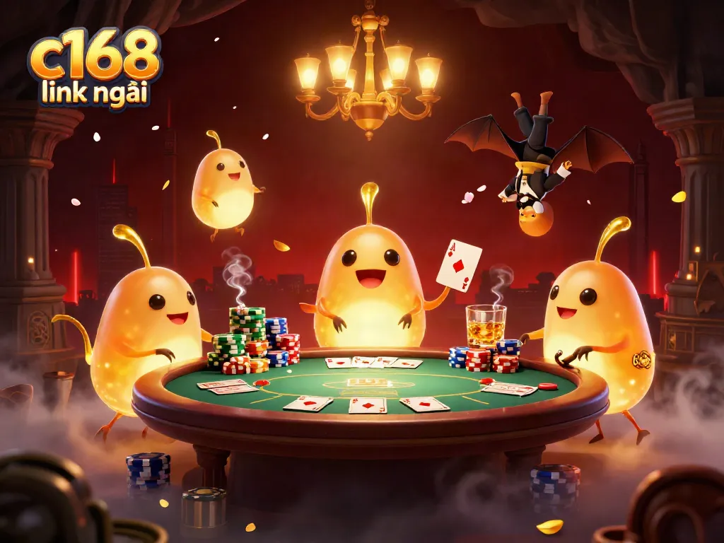 Experience the thrill of c168 link mới with vibrant glowing worms lighting up an underwater casino scene.