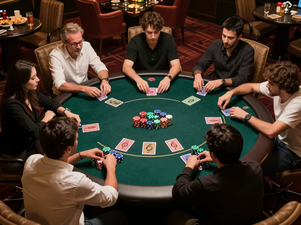 LC 88 poker players engaging in strategic gameplay at a vibrant casino table.