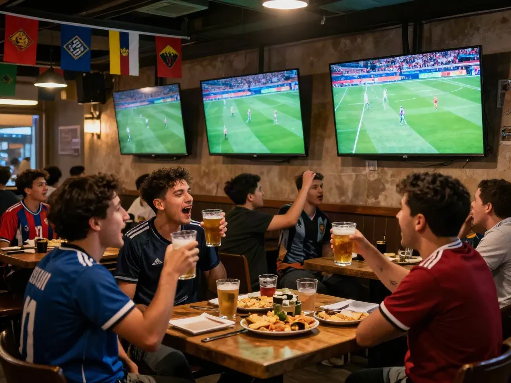 Socolivekz.uk users enjoying live football matches in a bustling sports bar.