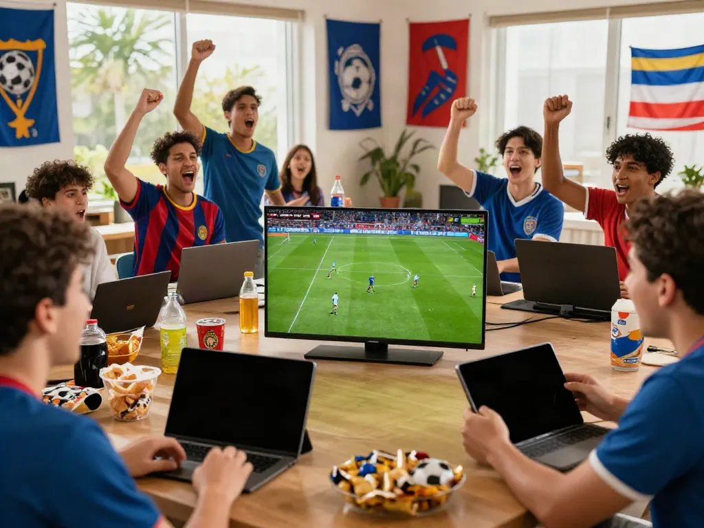 Fans enjoying live football on thapcamtv.ac with excitement and engagement.
