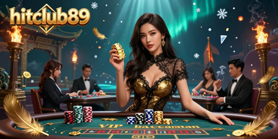 Win big at hitclub89 with a captivating baccarat scene featuring high-value chips and dynamic decor.