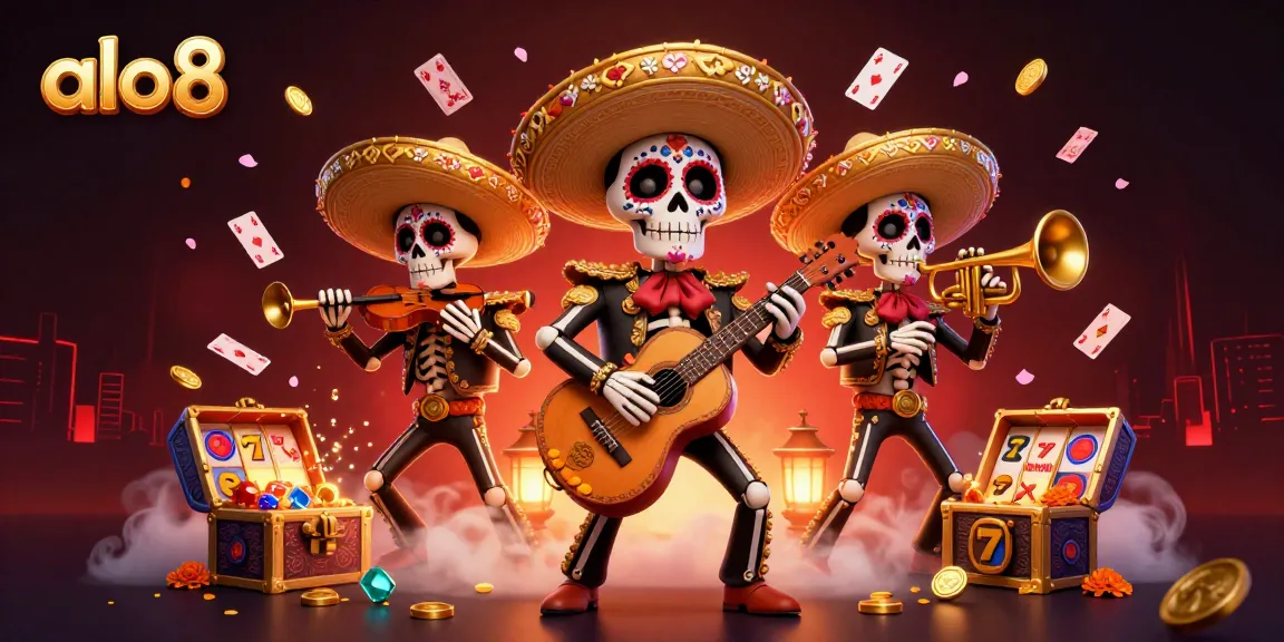 Spin to win with alo8's thrilling slots in an energetic 3D casino scene.