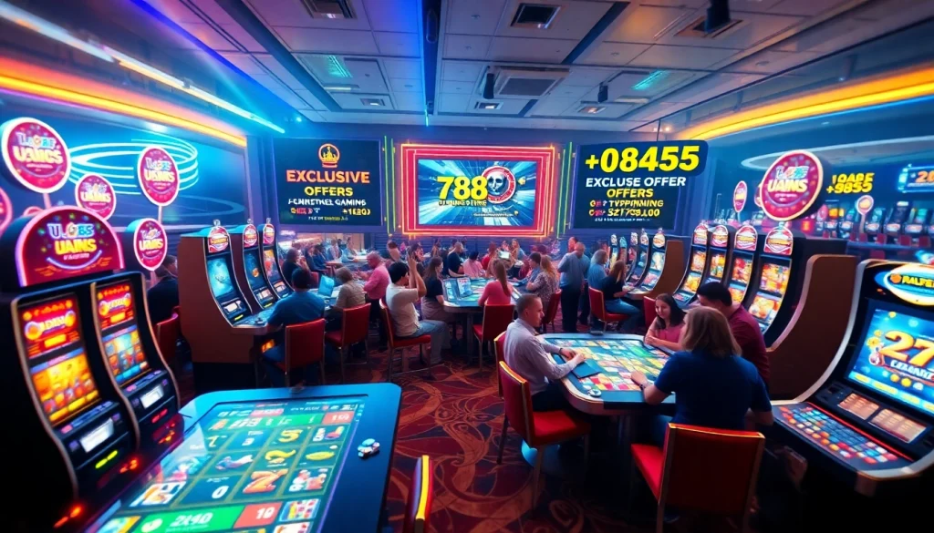 Exciting online casino experience with U888's vibrant gaming atmosphere and players enjoying diverse games.