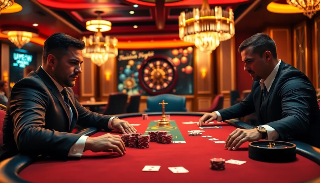 Exciting poker game at U888 casino with colorful chips and elegant cards.