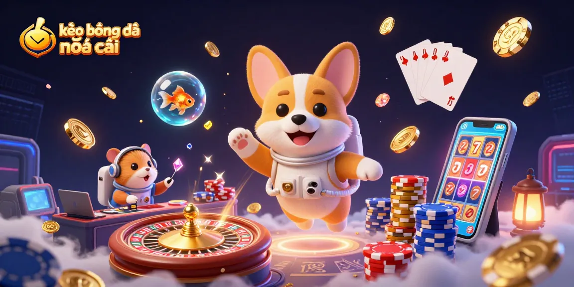 Experience kèo bóng đá nhà cái through a vibrant space casino with playful characters and gaming elements.