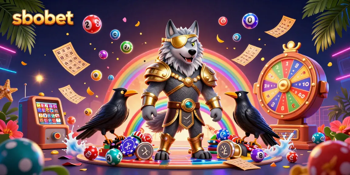 Experience thrilling sbobet action with vibrant lottery balls and dynamic casino elements.
