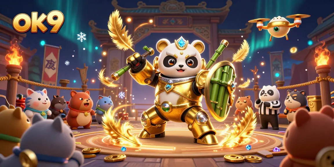 Engage with the exciting world of ok9 gaming through this dynamic arena illustration featuring vibrant characters and elements.