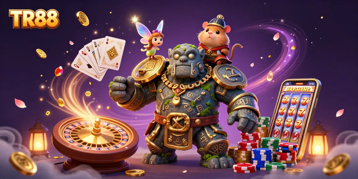 Spin the luck with TR88 and catch cascading coins in a vibrant casino adventure!