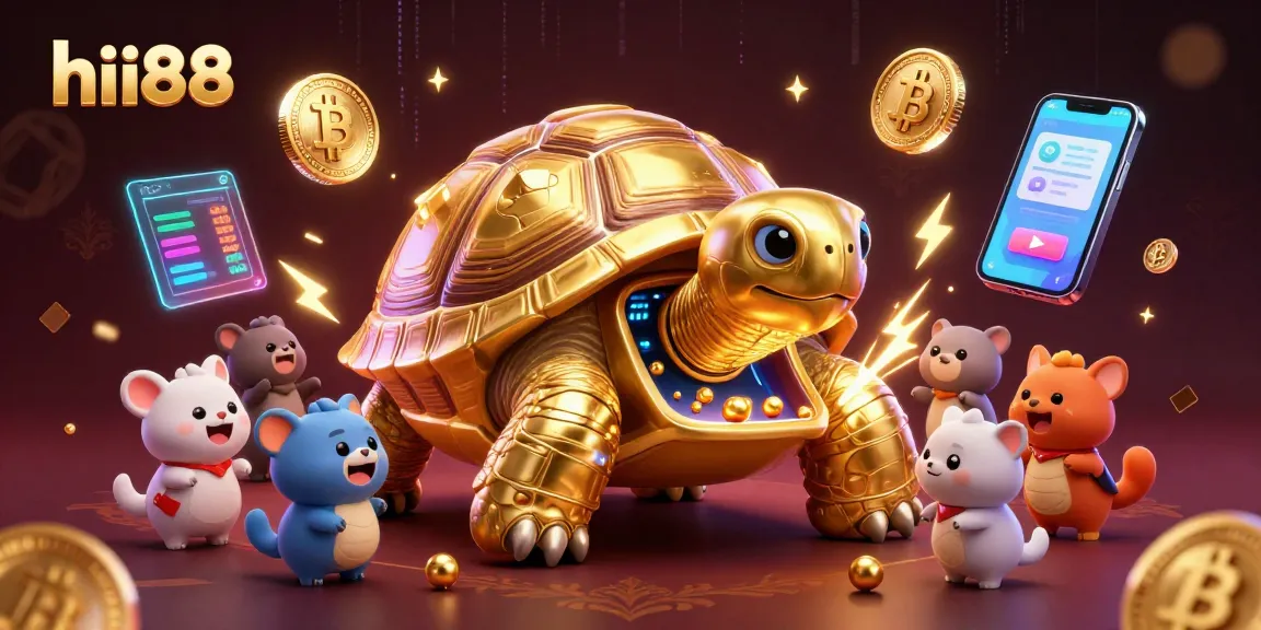 Experience electrifying fun with hii88 in this vibrant casino scene featuring a tortoise pinball machine.