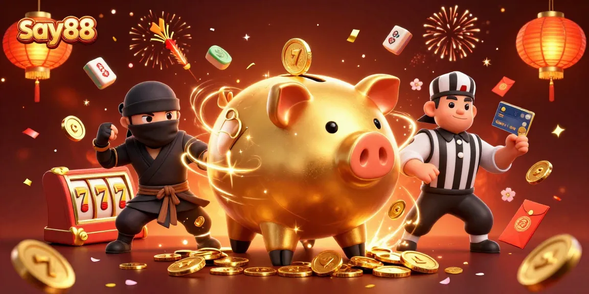 Engage with the exciting gaming experience at say88 featuring vibrant 3D elements and characters in a lively casino scene.