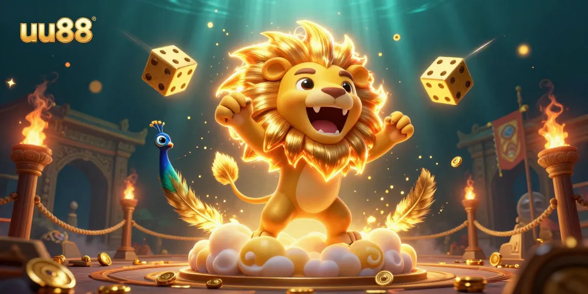 uu88 captivates players with a vibrant casino scene featuring golden dice, casino atmosphere, and more.
