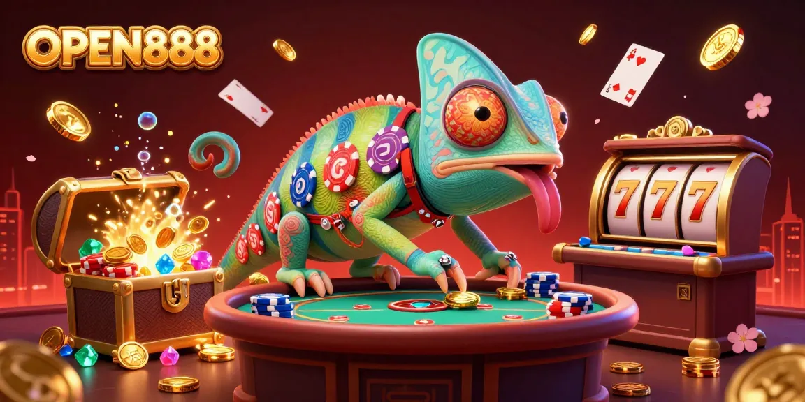 Engage with OPEN888's thrilling casino experience showcasing vibrant scenes filled with colorful gaming elements.